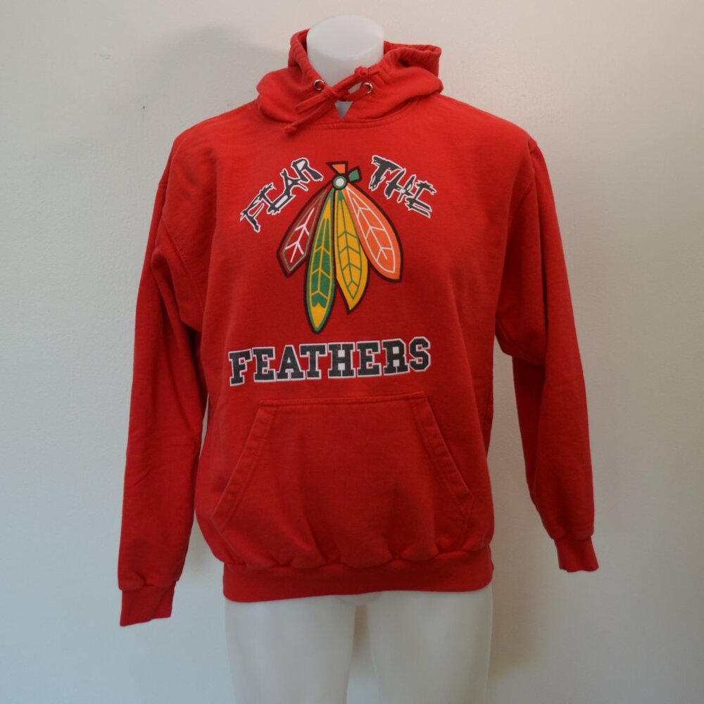 Chicago Blackhawks Hockey Hoodie Sweatshirt Fear the Feathers Size Large Unisex